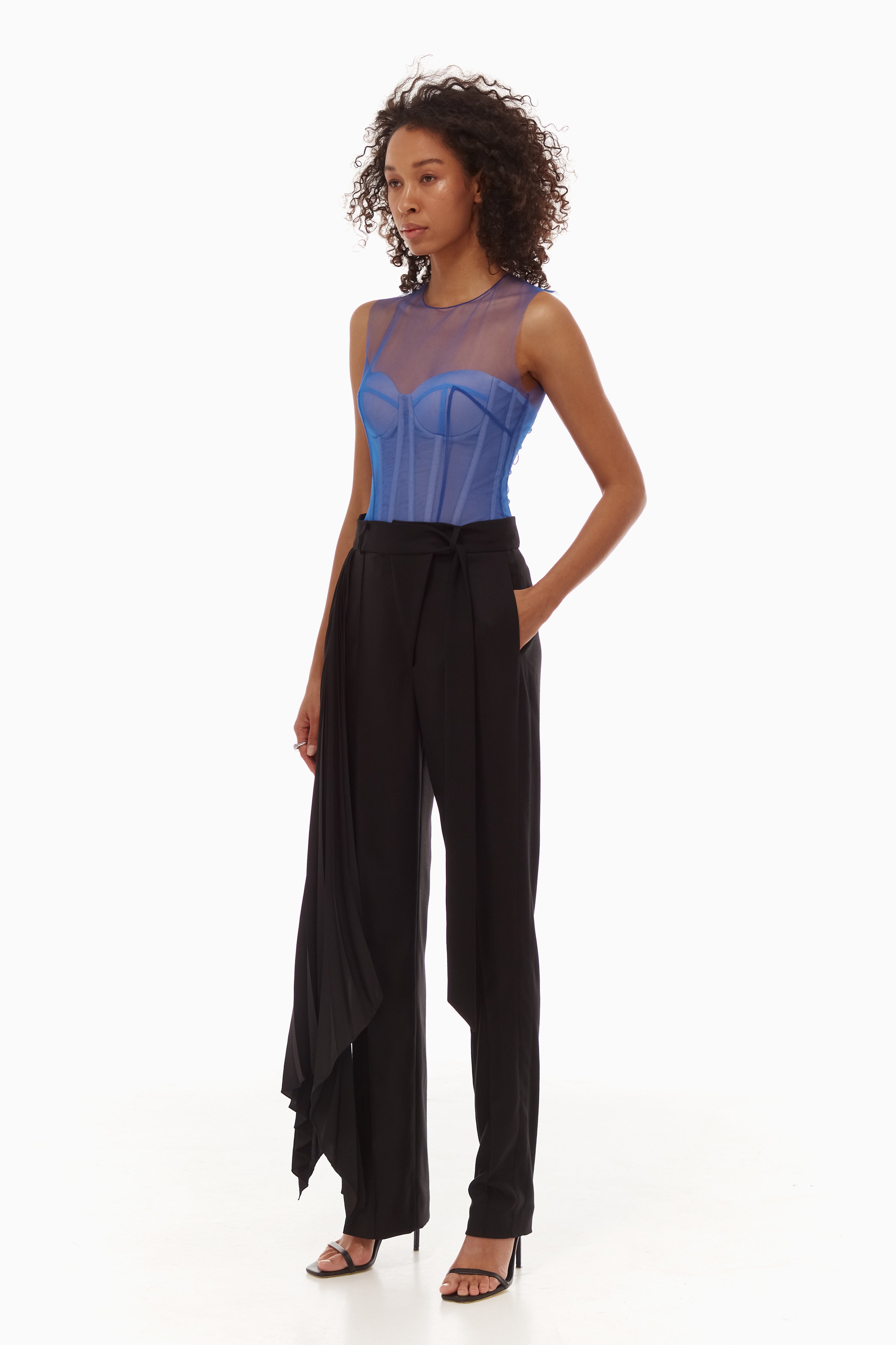 Side pleated pants