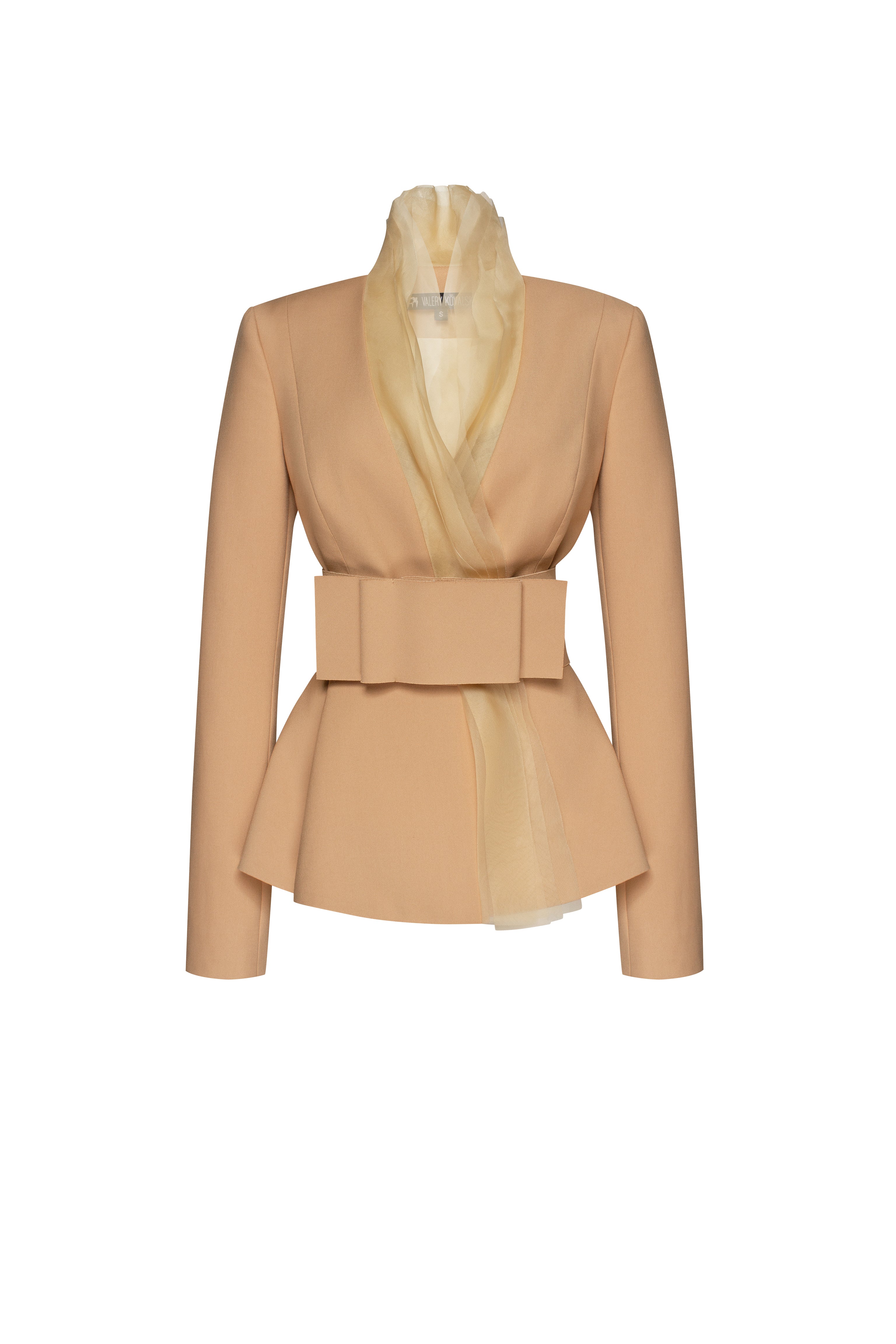 Basque jacket with organza layers XS CARAMEL