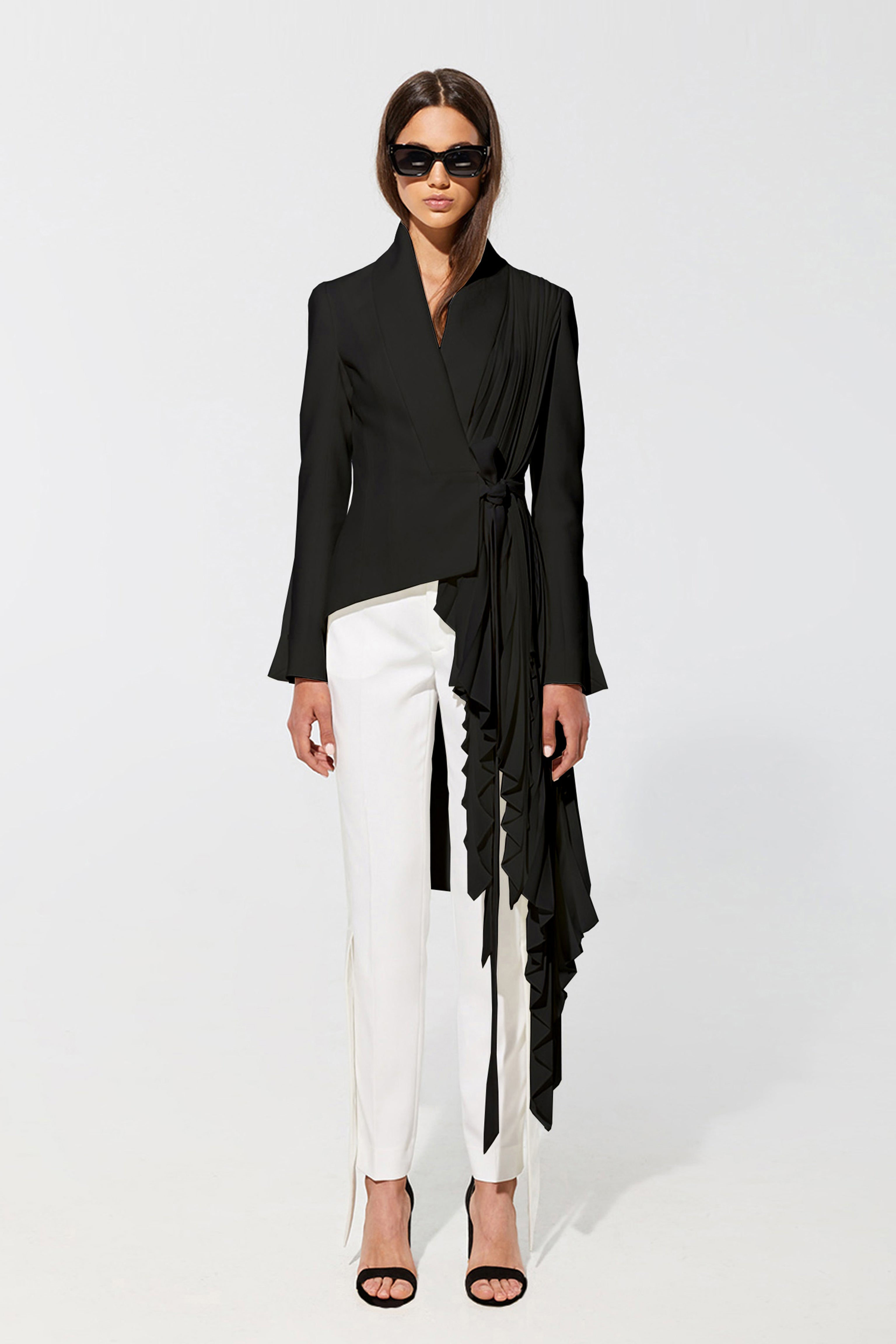 Signature tuxedo jacket with soft pleats