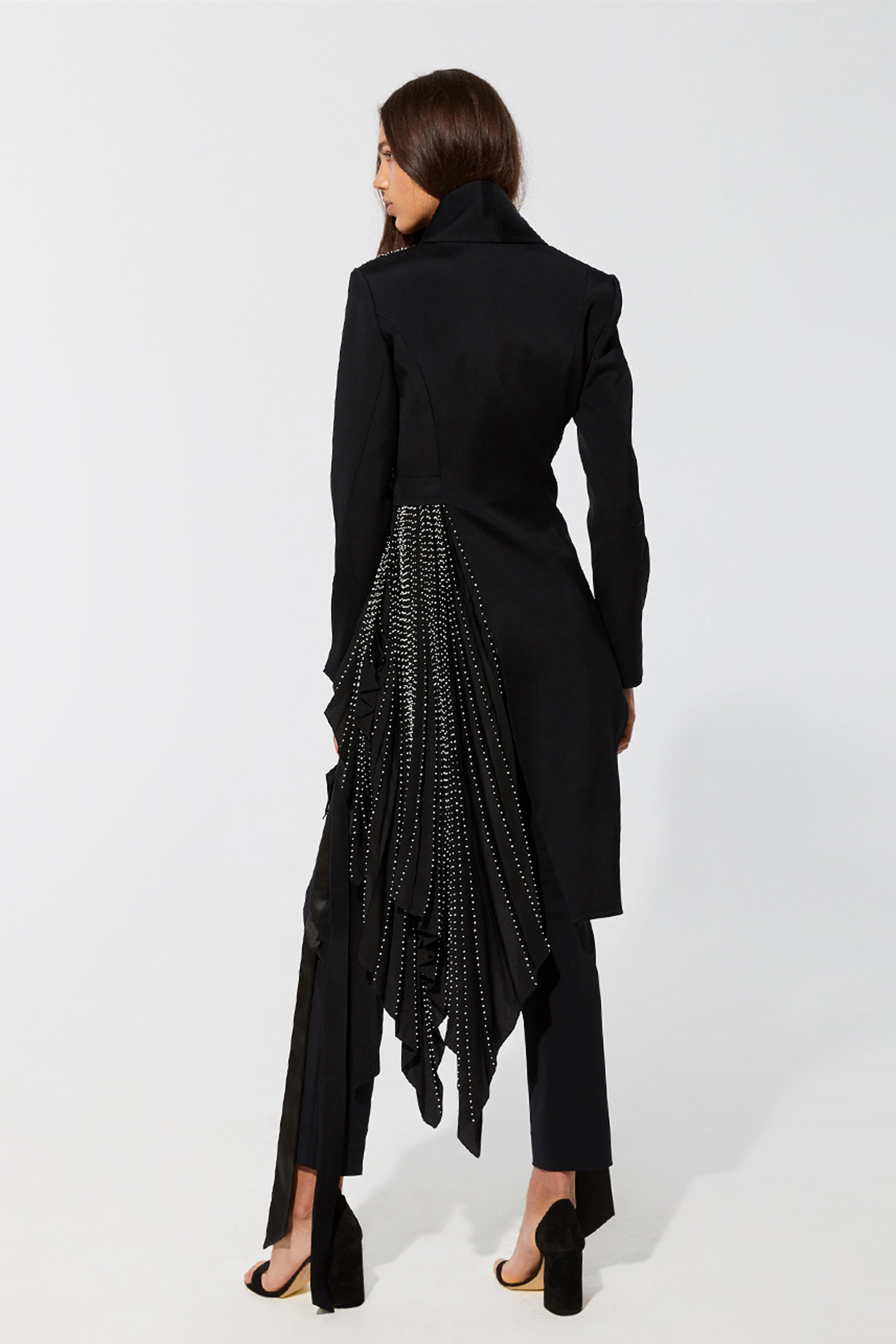 Signature tuxedo jacket with soft embroidered pleats